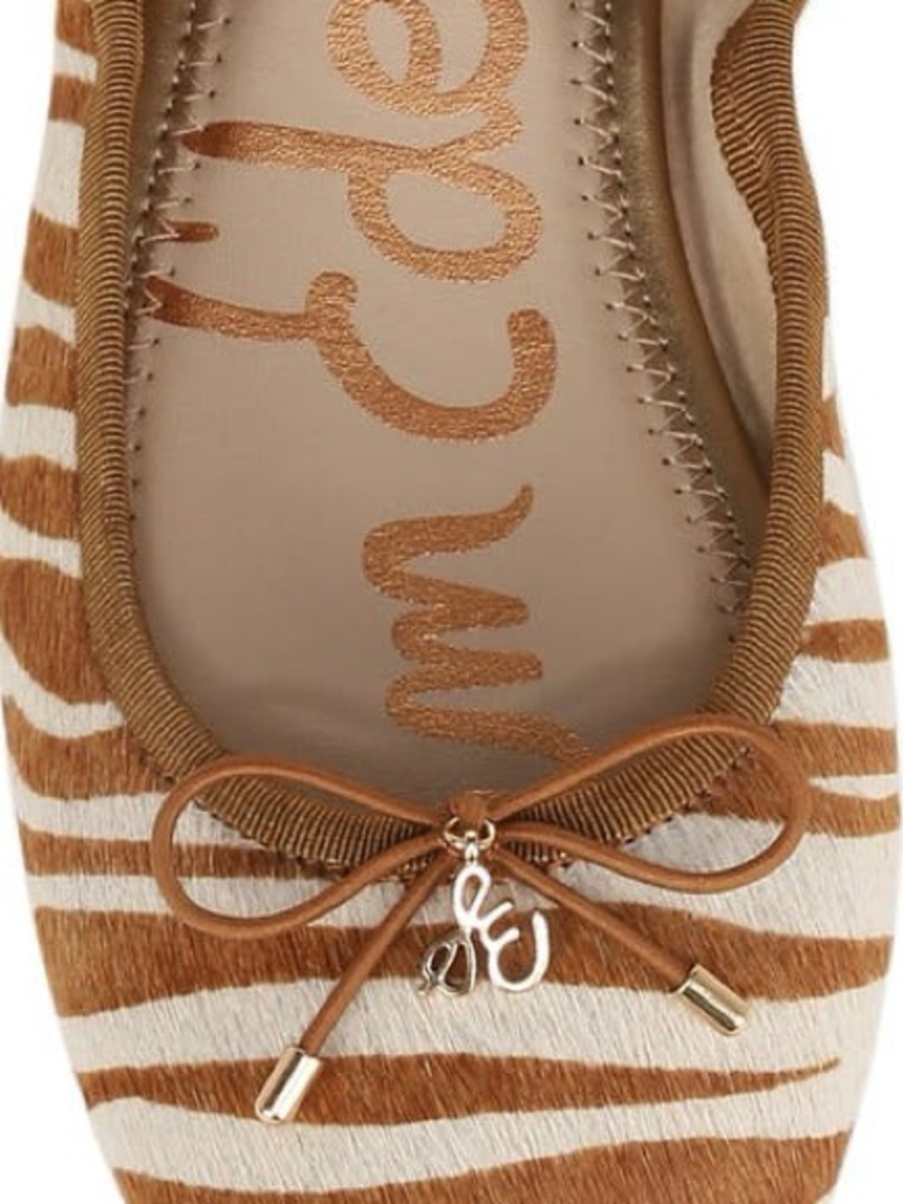 Sam Edelman Felicia Zebra Print Stripe Ballet Flats Sz 5 signature charm NIB NWT - Picture 12 of 13